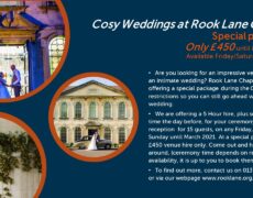 Cosy Winter Weddings at Rook Lane £450 offer.